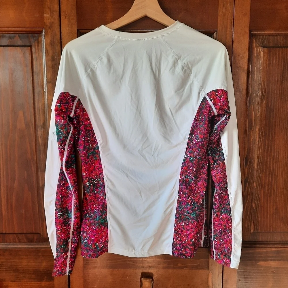 Athleta Santa Cruz Cutback Long Sleeve Rashguard Top White Swim Shirt Size M
